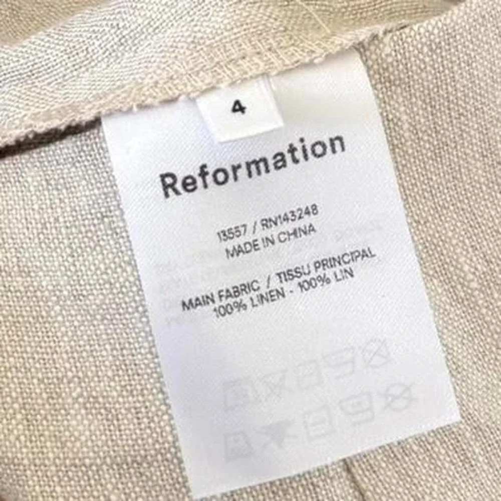 Reformation Linen Lace Back Jumpsuit Cream Wide Leg Strappy Size 4